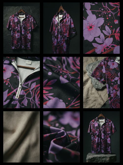 GroovePort™ Quarter-Zip Polo — Night Bloom